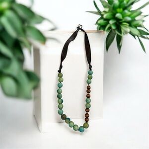 Banana Republic Vintage Hippie Green and Brown Beaded Necklace